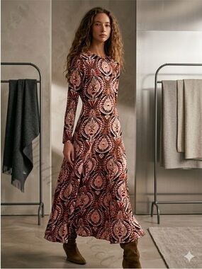 FARM Rio Pineapple Jewelry Long Sleeve Maxi Dress Women’s Medium NWT